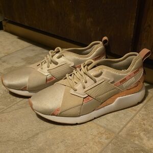 Puma Tan and Pink Athletic Shoes